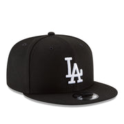 New Era Los Angeles Dodgers LA Black White 9FIFTY Snapback Hat front right view
