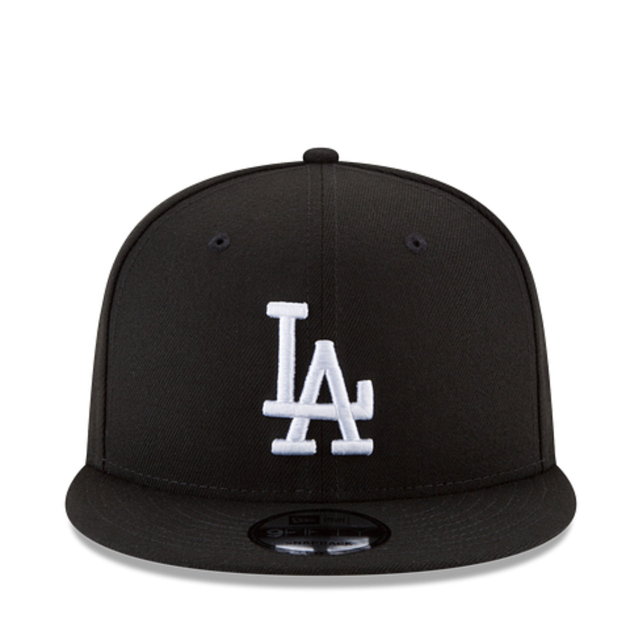 New Era Los Angeles Dodgers LA Black White 9FIFTY Snapback Hat front view