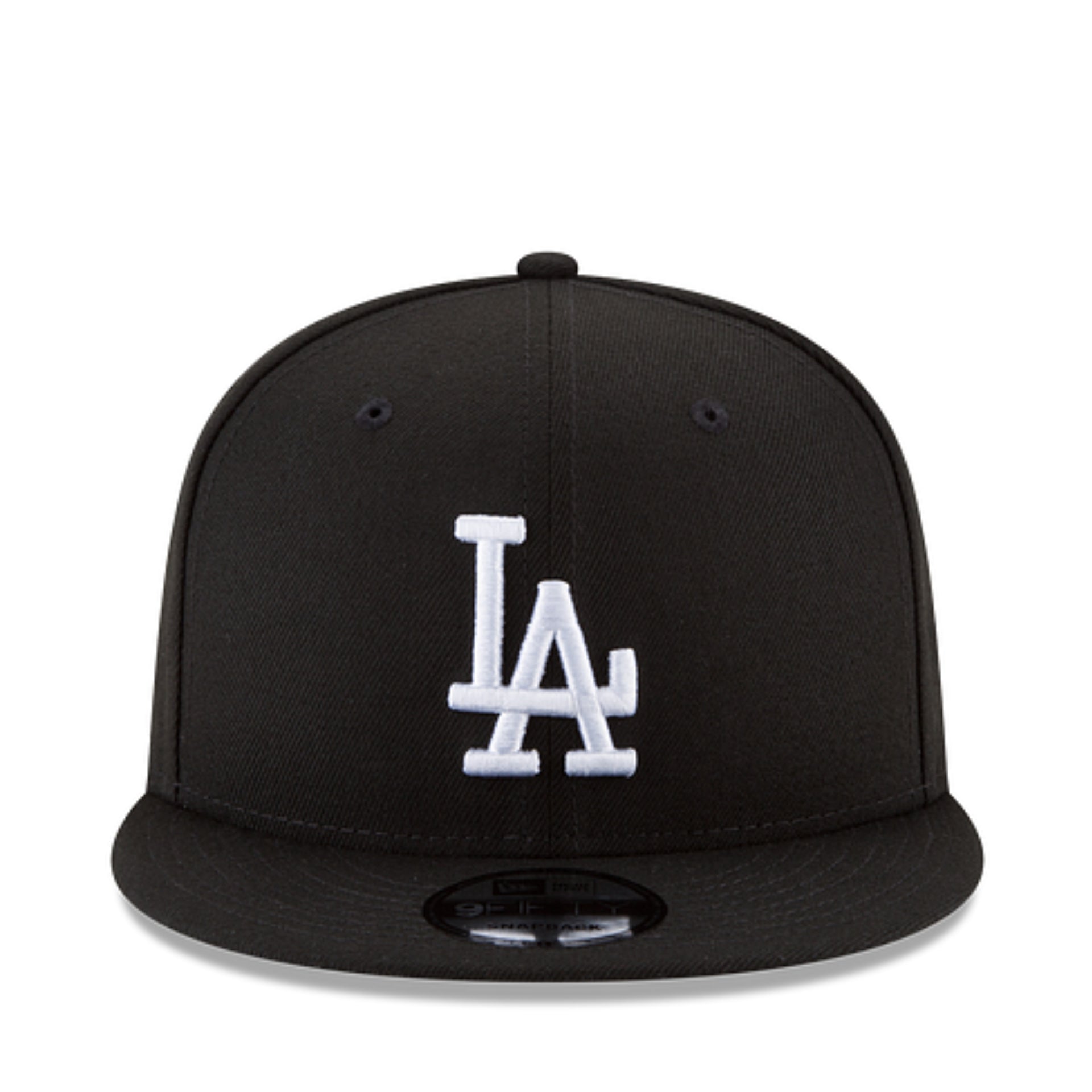 New Era Los Angeles Dodgers LA Black White 9FIFTY Snapback Hat front view