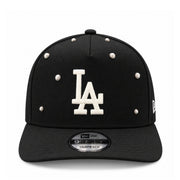 New Era Los Angeles Dodgers Charms 9FIFTY A-Frame Black White snapback hat front view 
