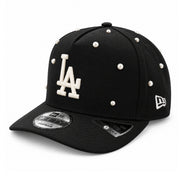 New Era Los Angeles Dodgers Charms 9FIFTY A-Frame Black White snapback hat angled view 