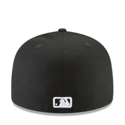 New Era Los Angeles Dodgers black white d logo 59fifty fitted hat back view
