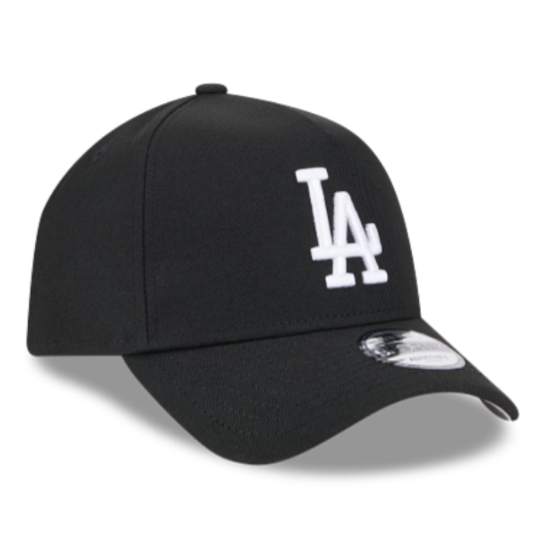 New Era Los Angeles Dodgers Black White 9FORTY A-Frame Snapback front right angle view