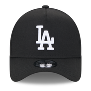 New Era Los Angeles Dodgers black white logo 9forty a-frame snapback hat front view 2
