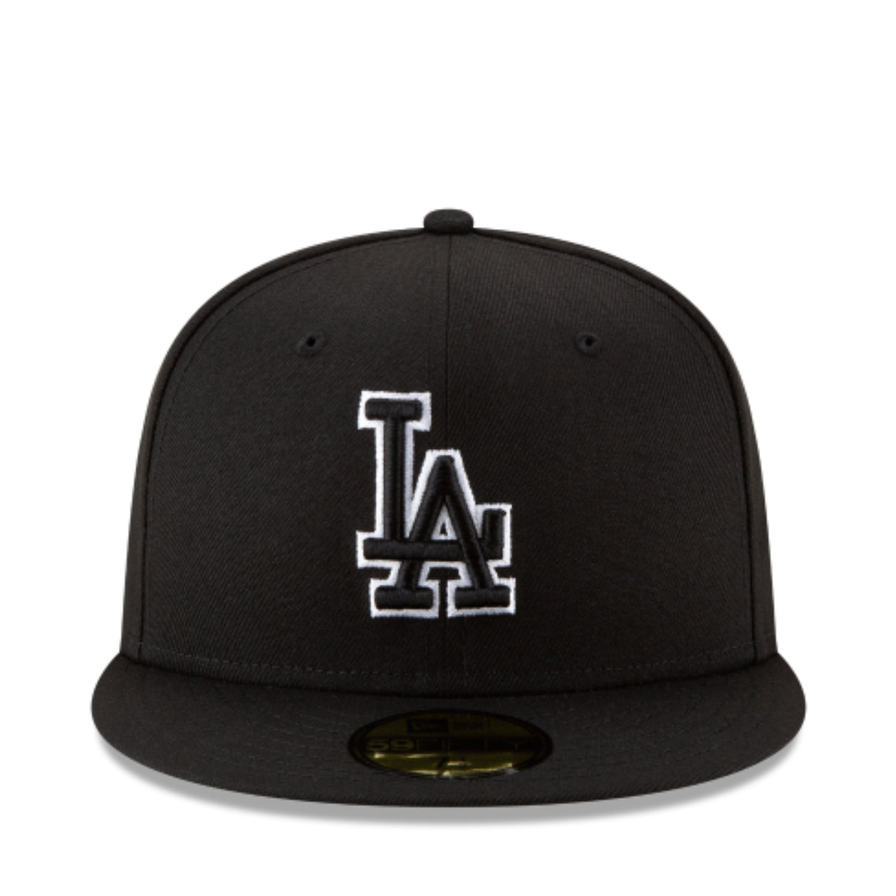 New Era Los Angeles Dodgers Black White Outlined 59FIFTY Fitted Hat front view