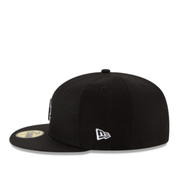 New Era Los Angeles Dodgers Black White Outlined 59FIFTY Fitted Hat left side view