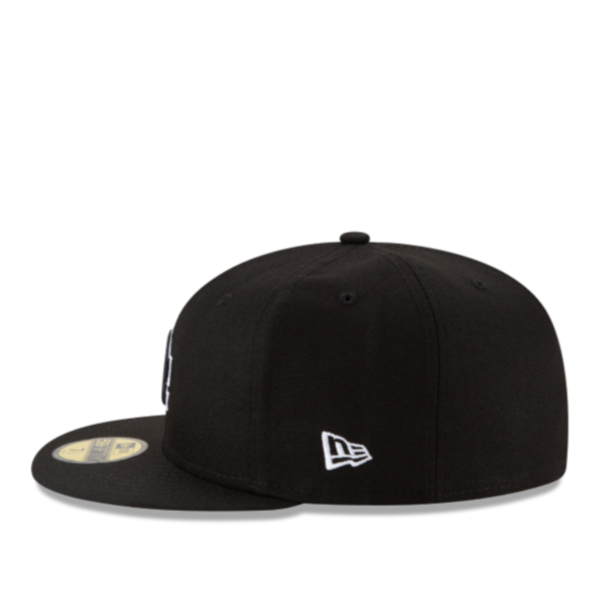 New Era Los Angeles Dodgers Black White Outlined 59FIFTY Fitted Hat left side view