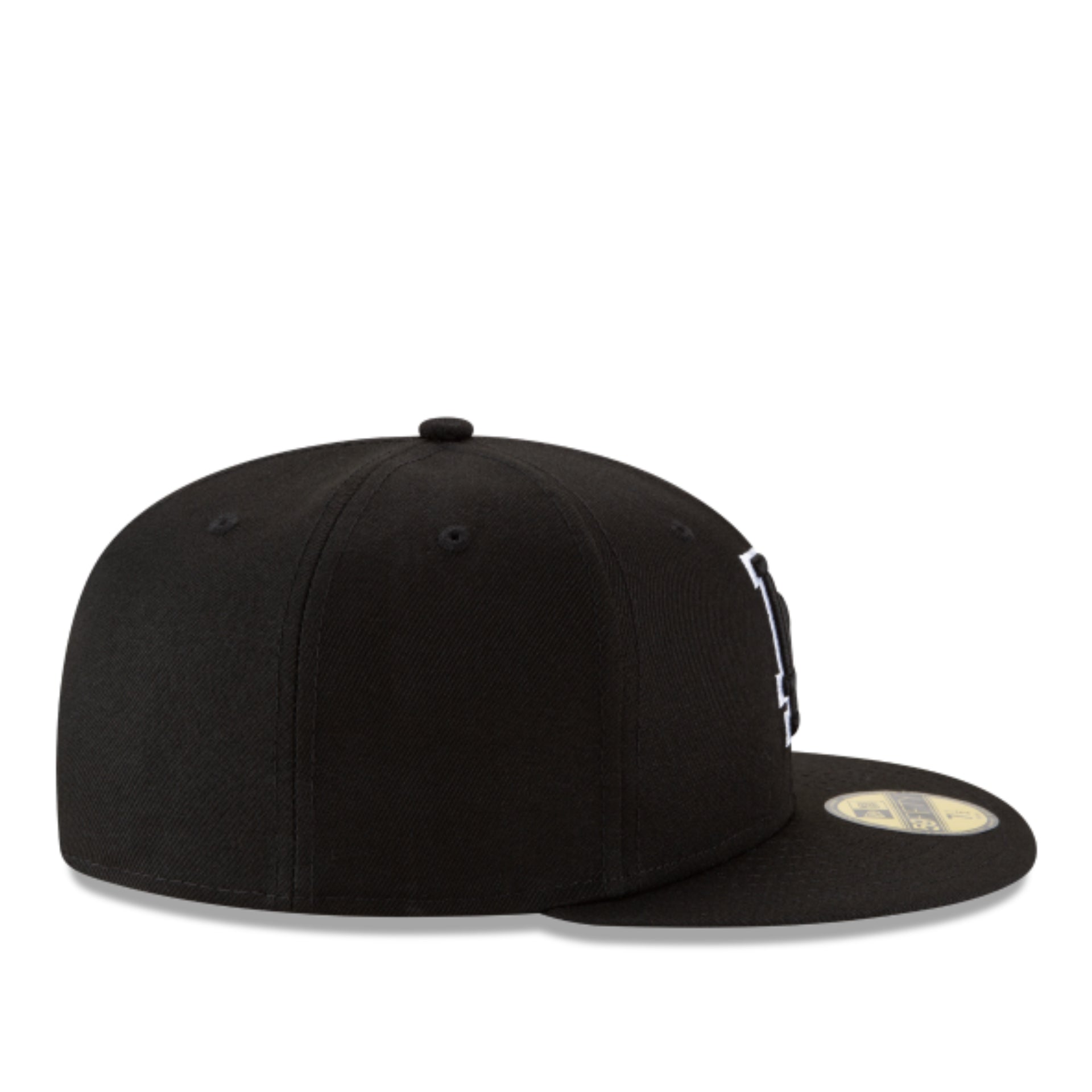 New Era Los Angeles Dodgers Black White Outlined 59FIFTY Fitted Hat right side view