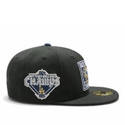 side patch of New Era Los Angeles Dodgers BTB 9x World Series Champions Black 59FIFTY Fitted Hat