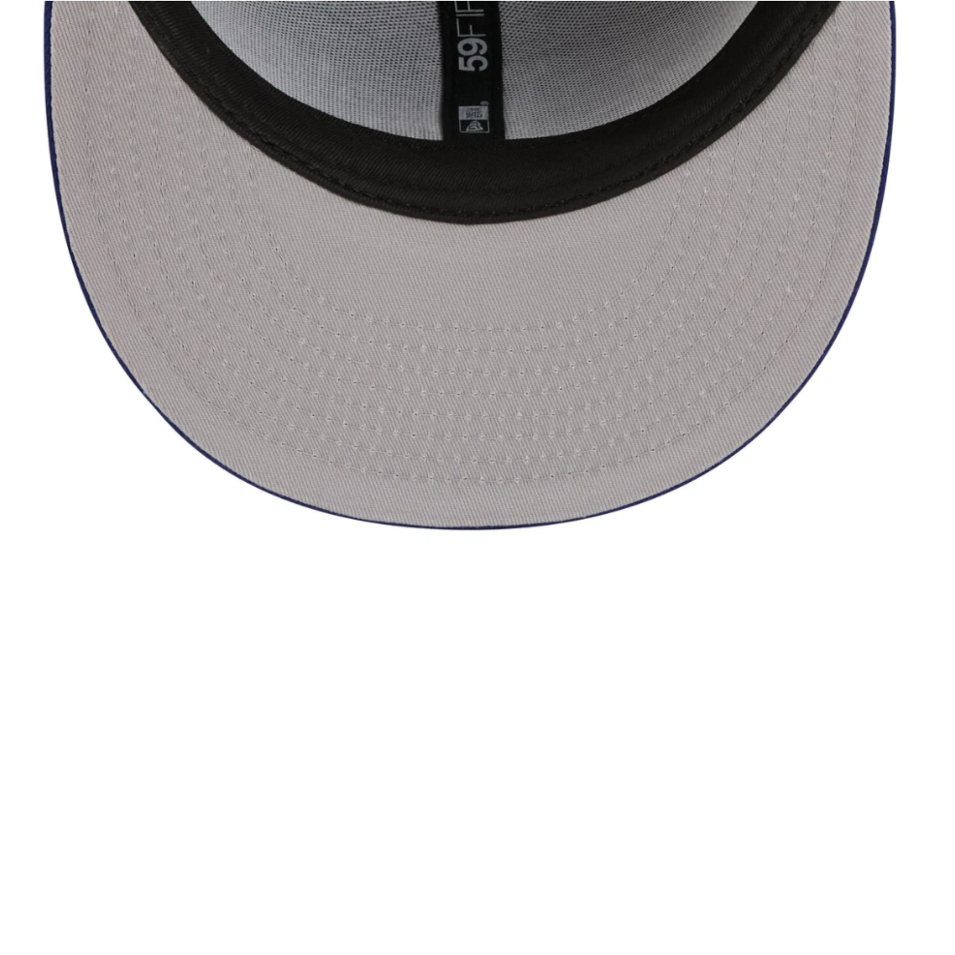 Close-up of a gray cap with a black brim on a white background