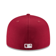 New Era Los Angeles Dodgers burgundy white 59fifty fitted hat back view