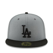 New Era Los Angeles Dodgers Charcoal Black 2 Tone 59FIFTY Fitted Hat front view