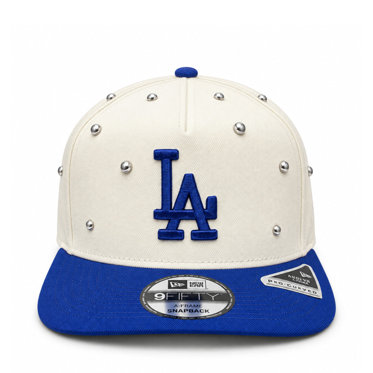 New Era Los Angeles Dodgers Charms 9FIFTY A-Frame cream and blue snapback hat front view