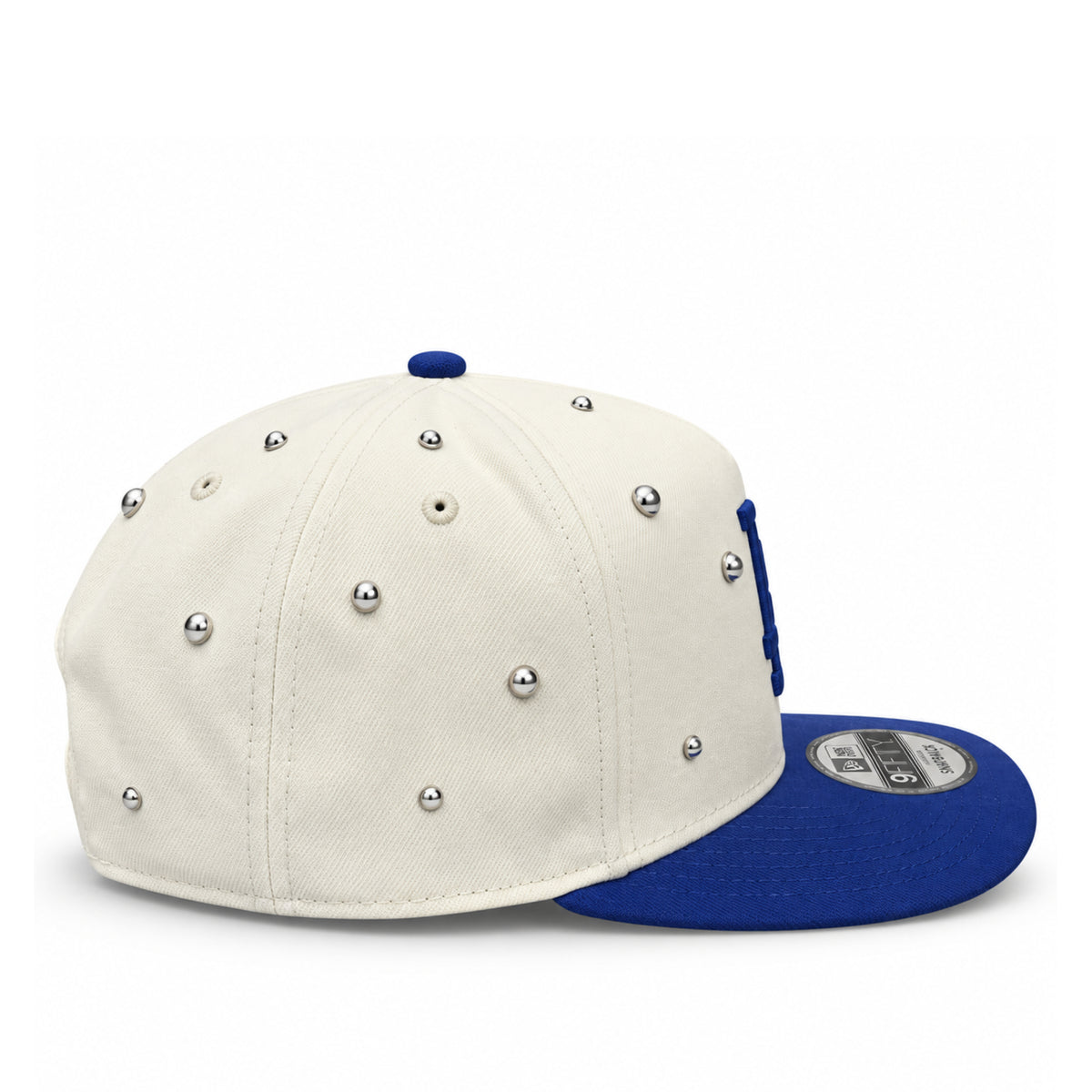 New Era Los Angeles Dodgers Charms 9FIFTY A-Frame cream and blue snapback hat side view
