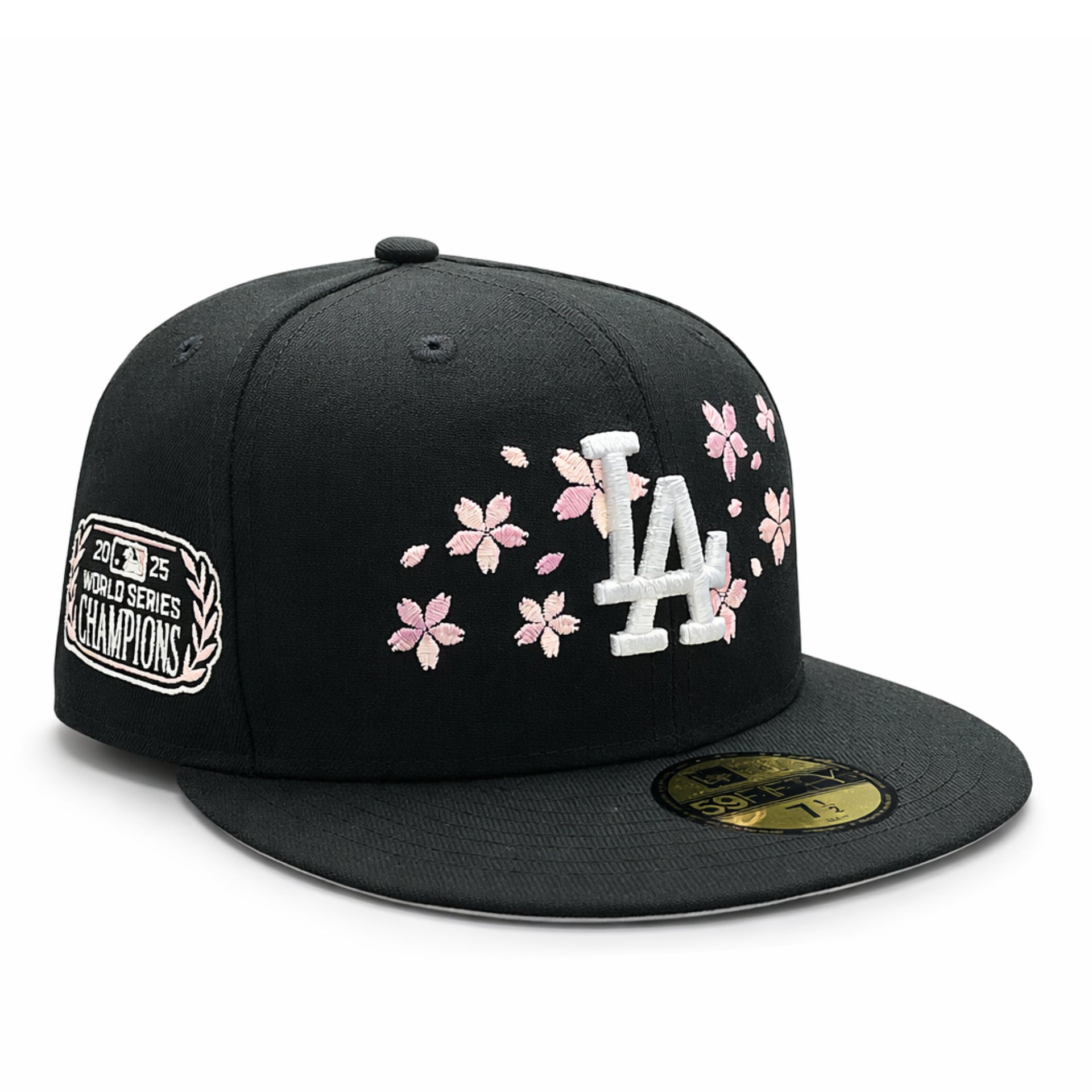 New Era Los Angeles Dodgers Cherry Blossom 2025 World Series Black 59FIFTY Fitted Hat