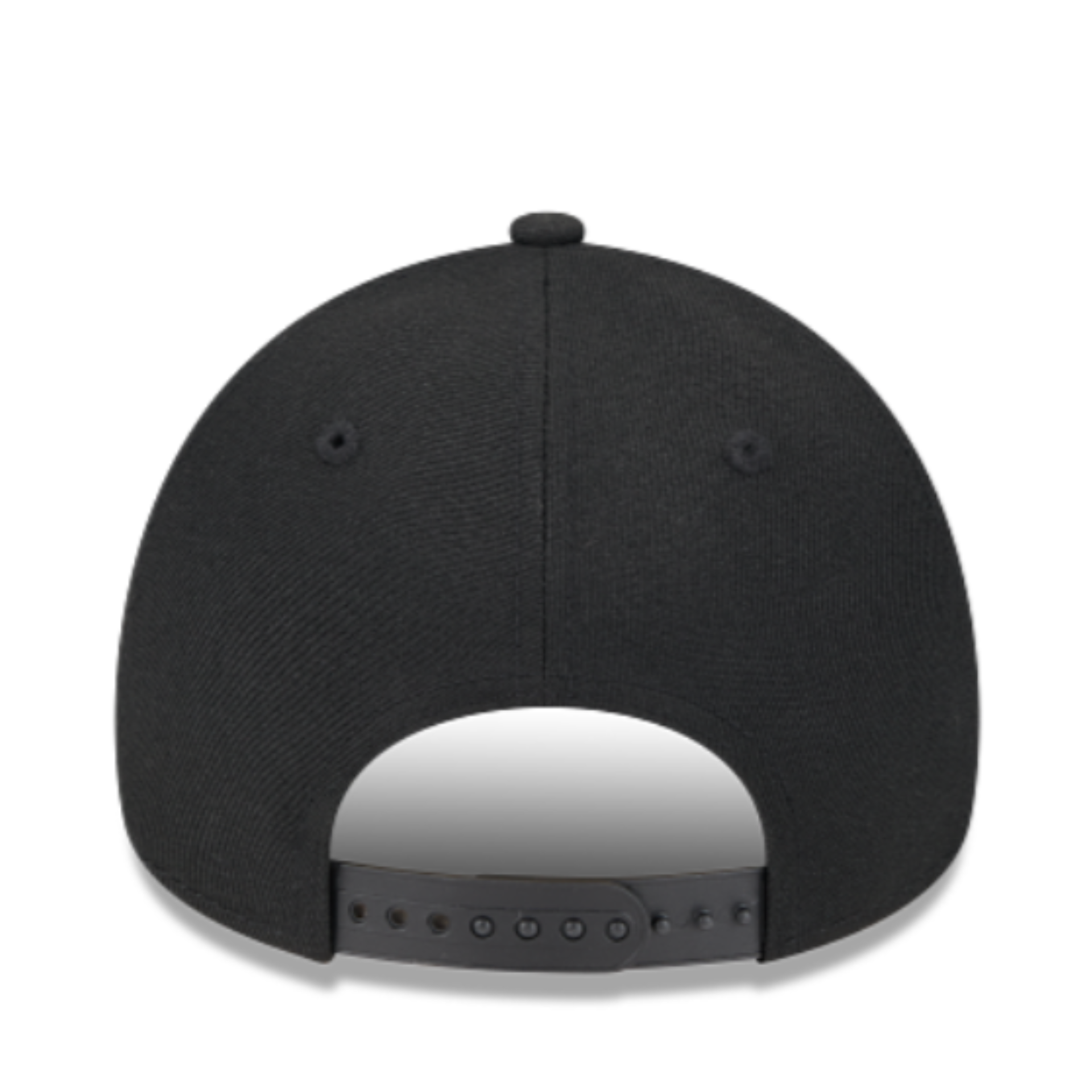 Black baseball cap with a reflective back on a white background