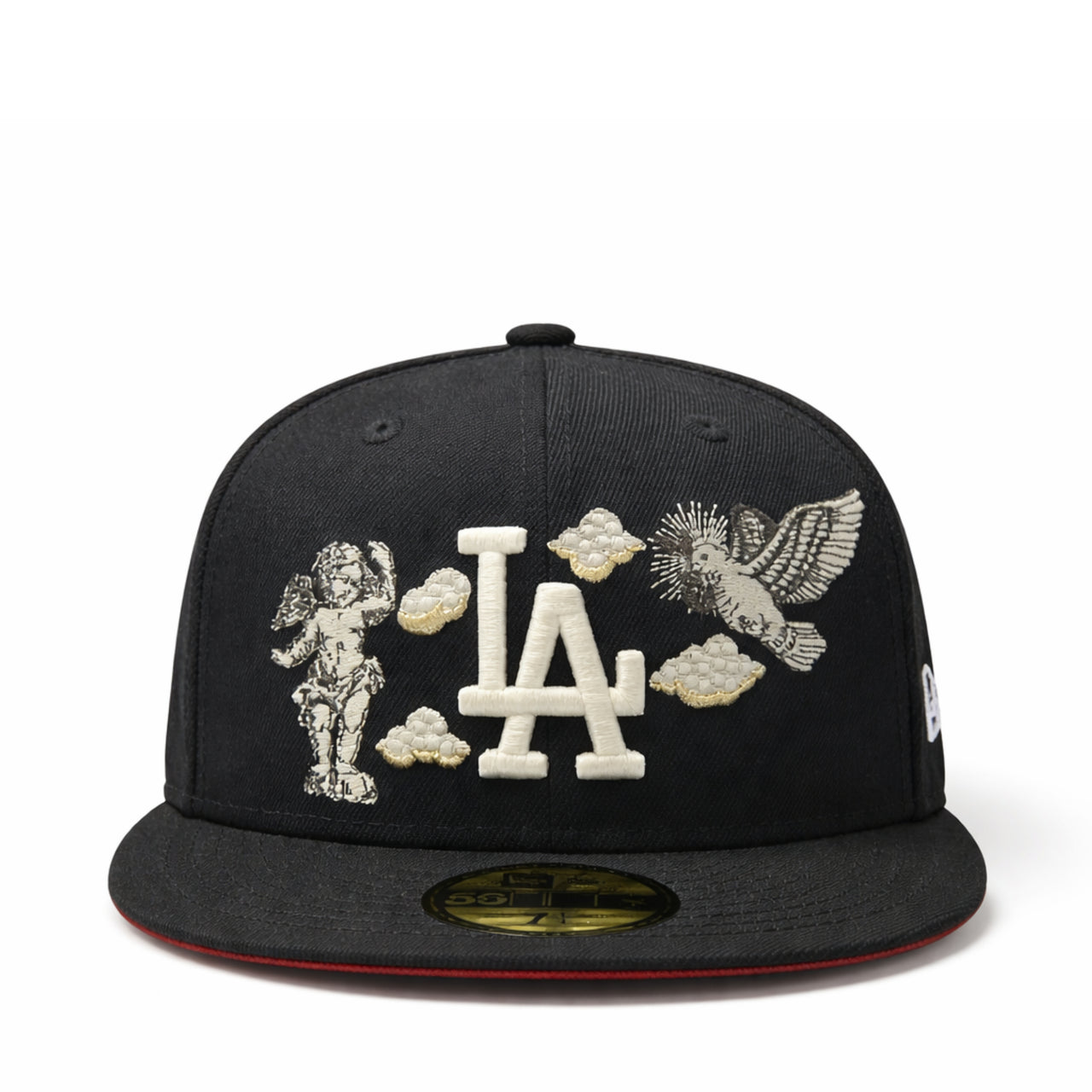 front view of New Era Los Angeles Dodgers Cherub 40th Stadium 59FIFTY Fitted Hat - Black