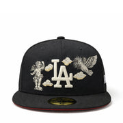 front view of New Era Los Angeles Dodgers Cherub 40th Stadium 59FIFTY Fitted Hat - Black