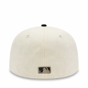 New Era Los Angeles Dodgers chrome black logo 59fifty fitted hat back view