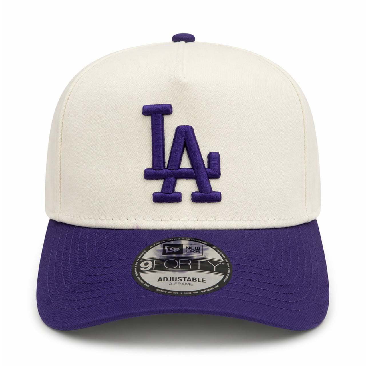 New Era Los Angeles Dodgers 2024 World Series 9FORTY A-Frame Snapback - Chrome/Purple front view