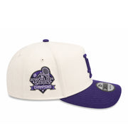 New Era Los Angeles Dodgers 2024 World Series 9FORTY A-Frame Snapback - Chrome/Purple side patch view
