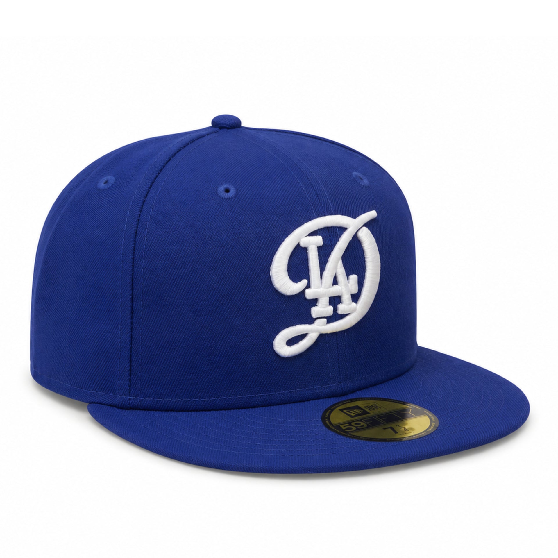 Los Angeles Dodgers City Connect 59FIFTY fitted hat royal blue with white LA logo angle view