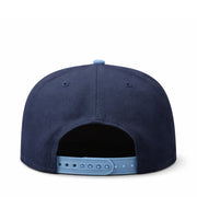 back of New Era Los Angeles Dodgers City Connect 9FIFTY Snapback Hat- Navy/ Sky Blue