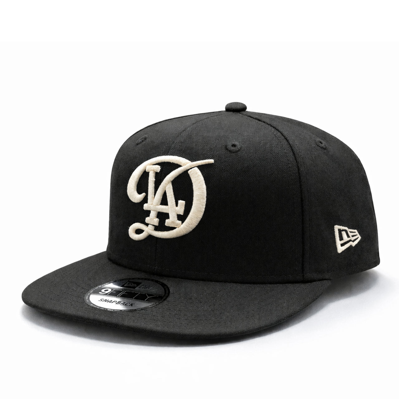 New Era Los Angeles Dodgers City Connect Black Ivory 9FIFTY Snapback Hat front view