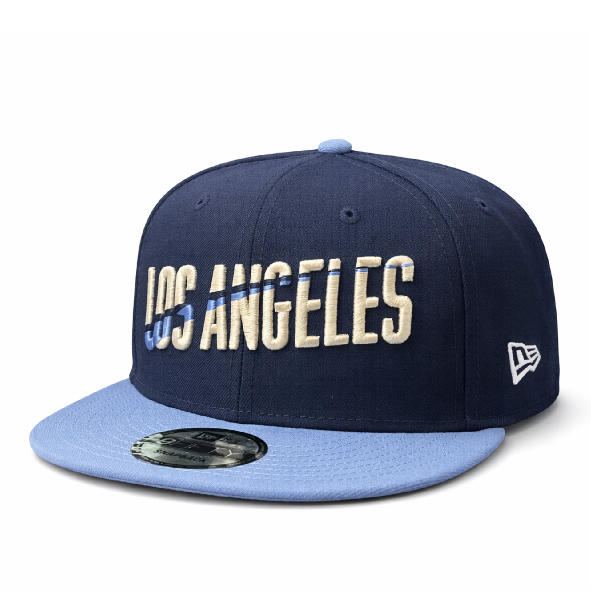New Era Los Angeles Dodgers City Connect Script 9FIFTY Snapback Hat- Navy/ Sky Blue
