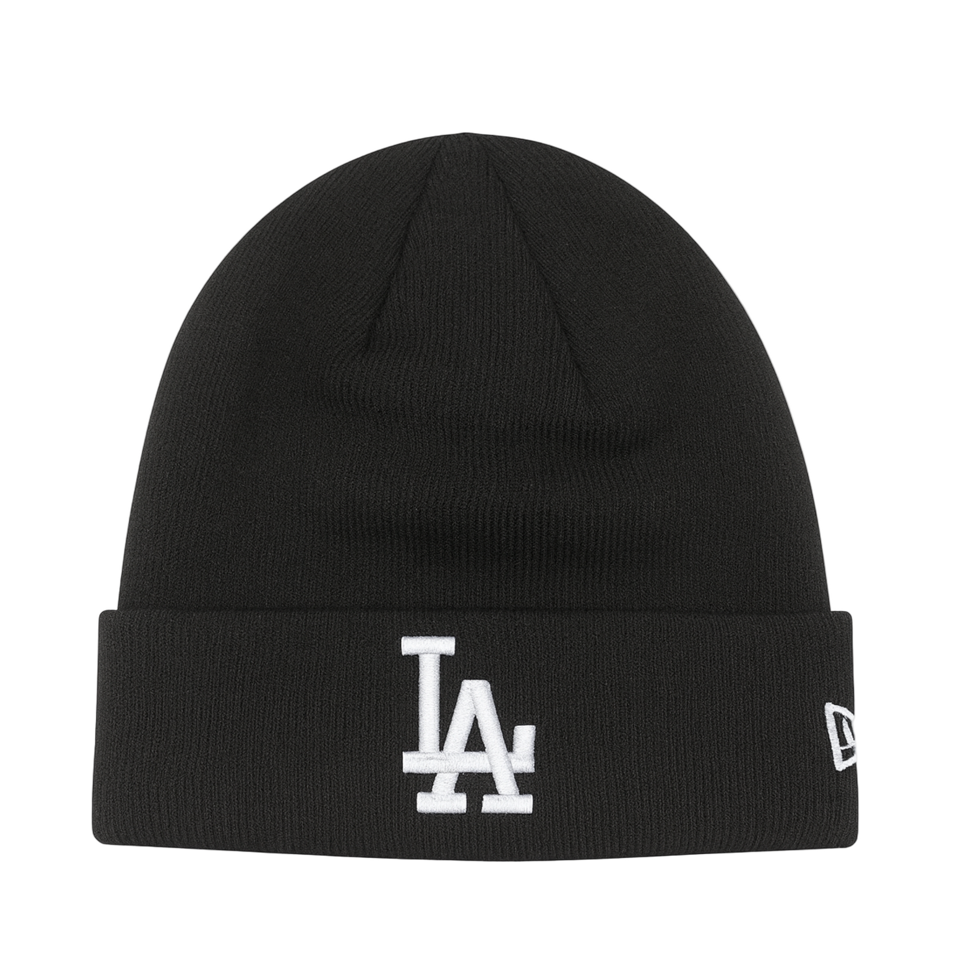 New Era Los Angeles Dodgers Black Men's Cuff Knit Beanie front view