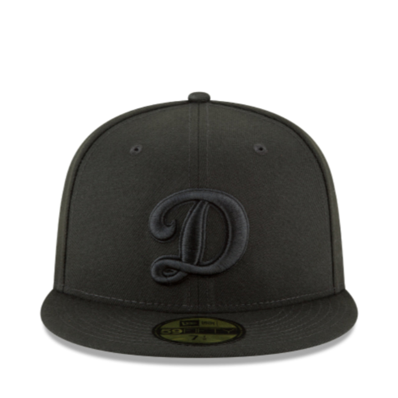 New Era Los Angeles Dodgers D Logo Black on Black 59FIFTY Fitted Hat front view
