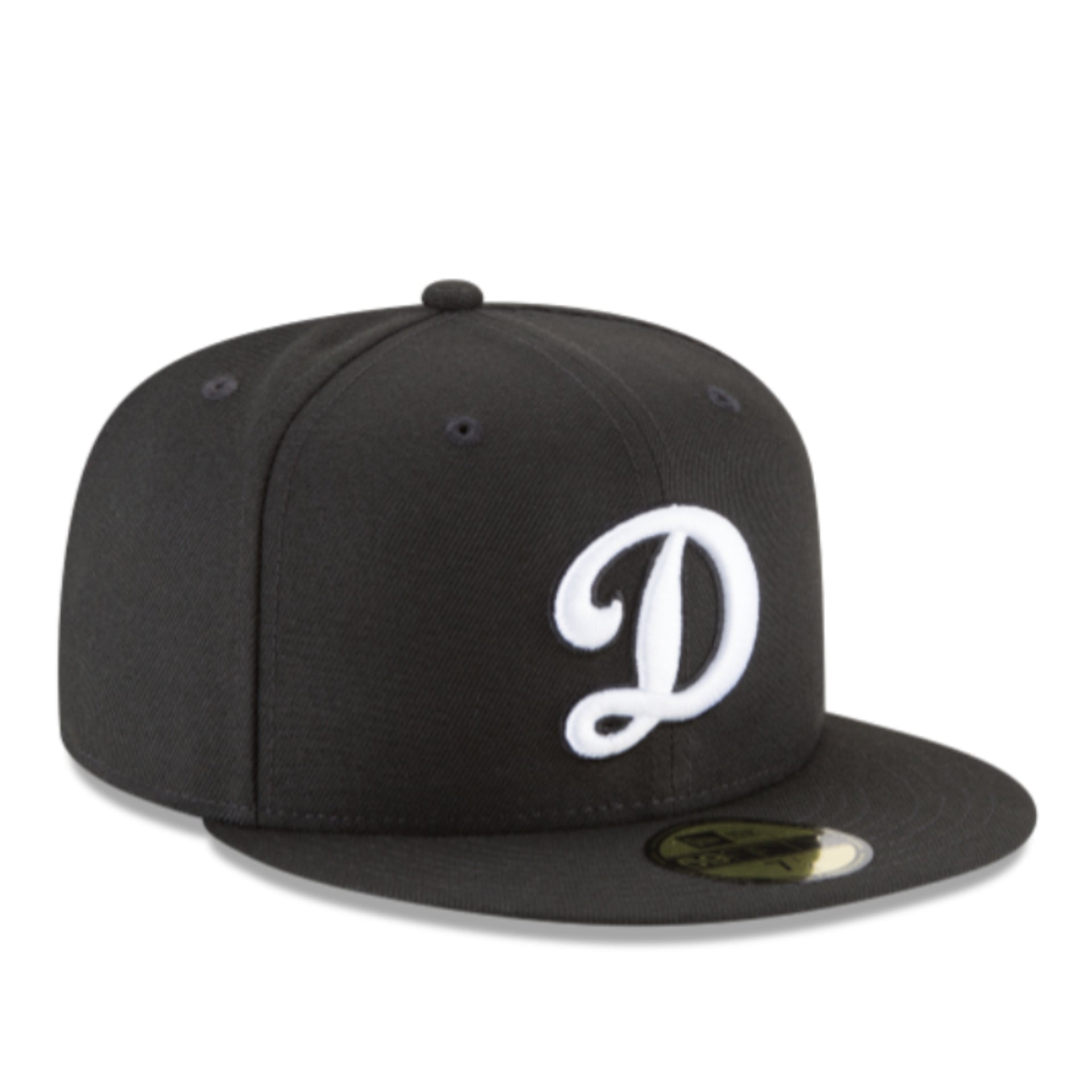 New Era Los Angeles Dodgers D Logo 59FIFTY Fitted Hat - Black/White front right view