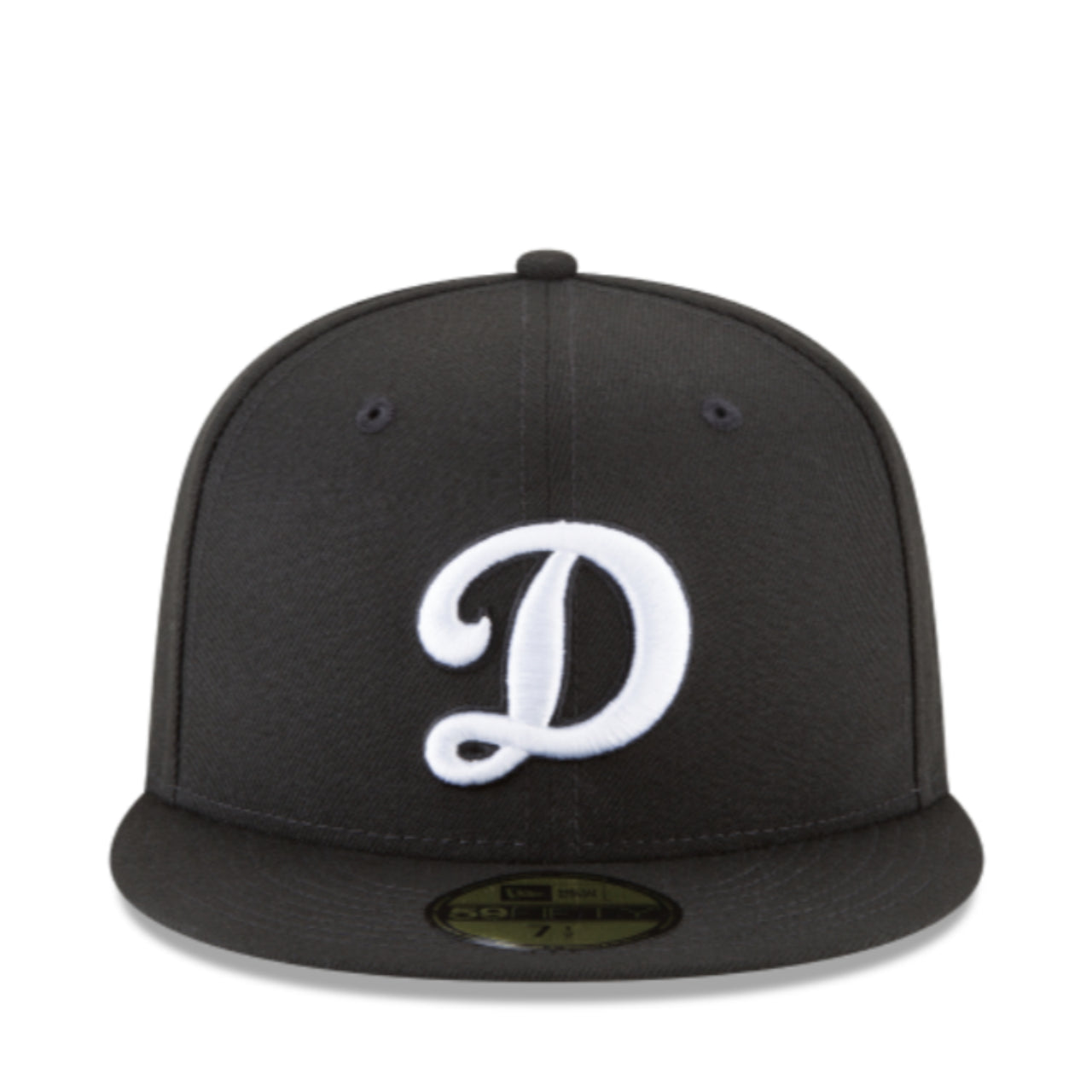 New Era Los Angeles Dodgers D Logo 59FIFTY Fitted Hat - Black/White front view