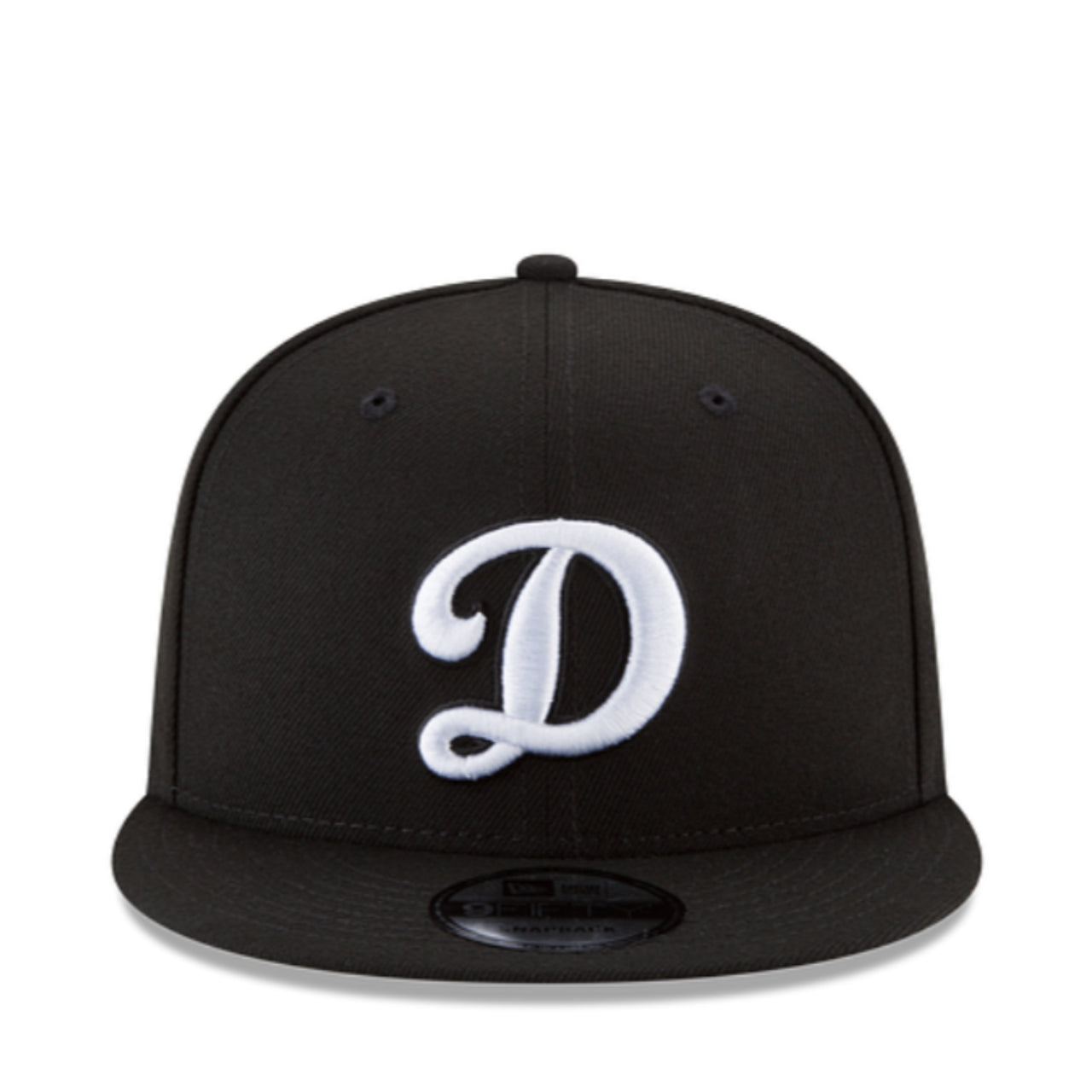 New Era Los Angeles Dodgers D Logo Black 9FIFTY Snapback Hat front view