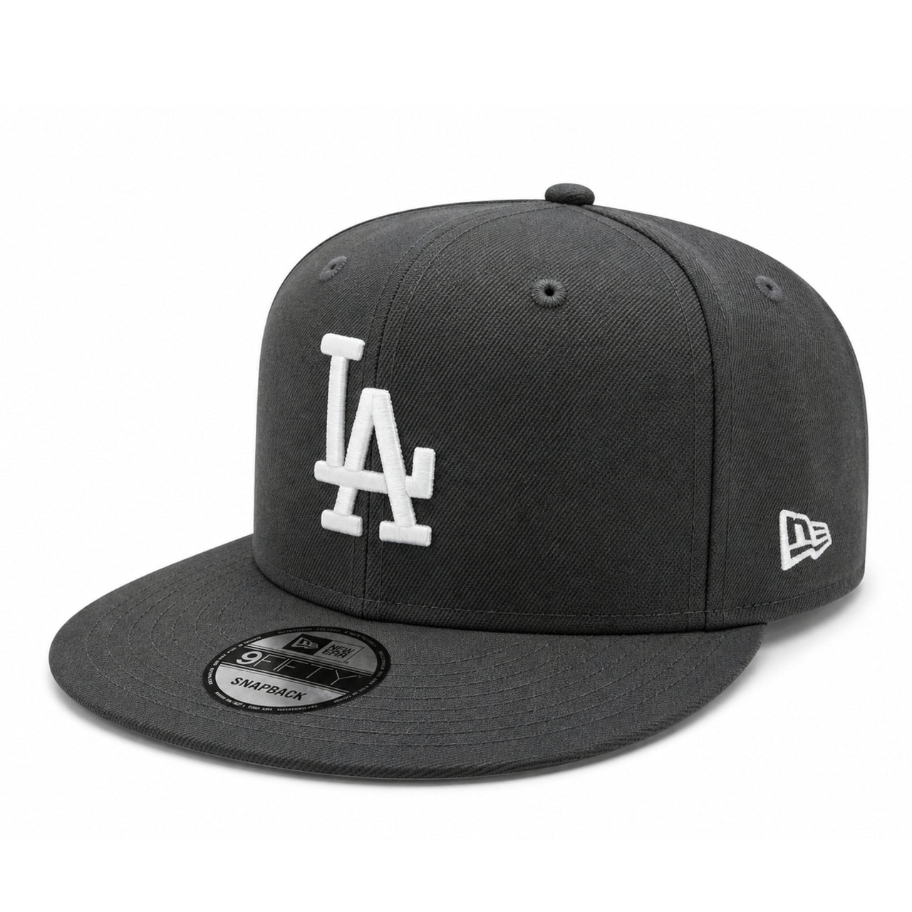 New Era Los Angeles Dodgers Dark Graphite 9FIFTY Snapback Hat front side view