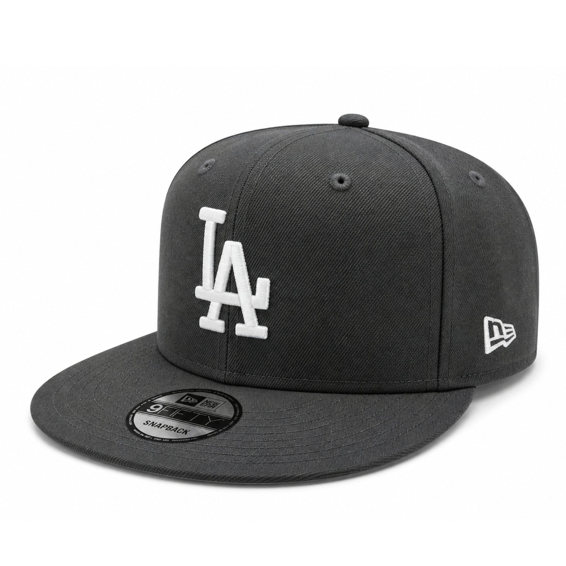 New Era Los Angeles Dodgers Dark Graphite 9FIFTY Snapback Hat front side view