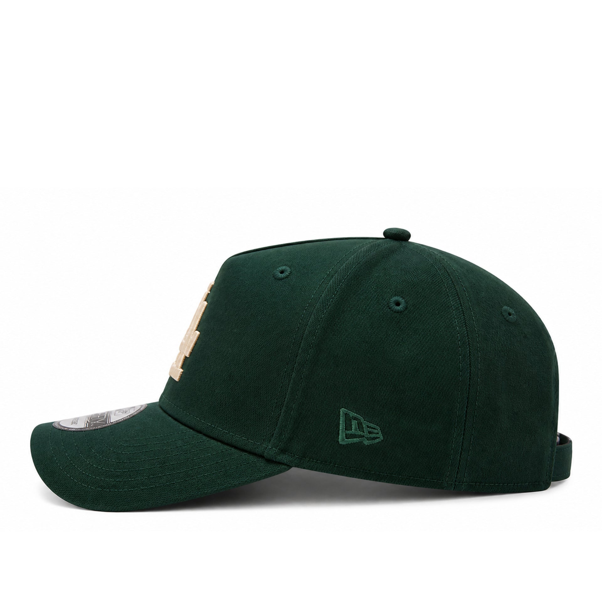 New Era Los Angeles Dodgers 9FORTY A-Frame Snapback Hat - Dark Green/Ivory side view