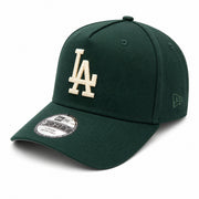 New Era Los Angeles Dodgers 9FORTY A-Frame Snapback Hat - Dark Green/Ivory front side view