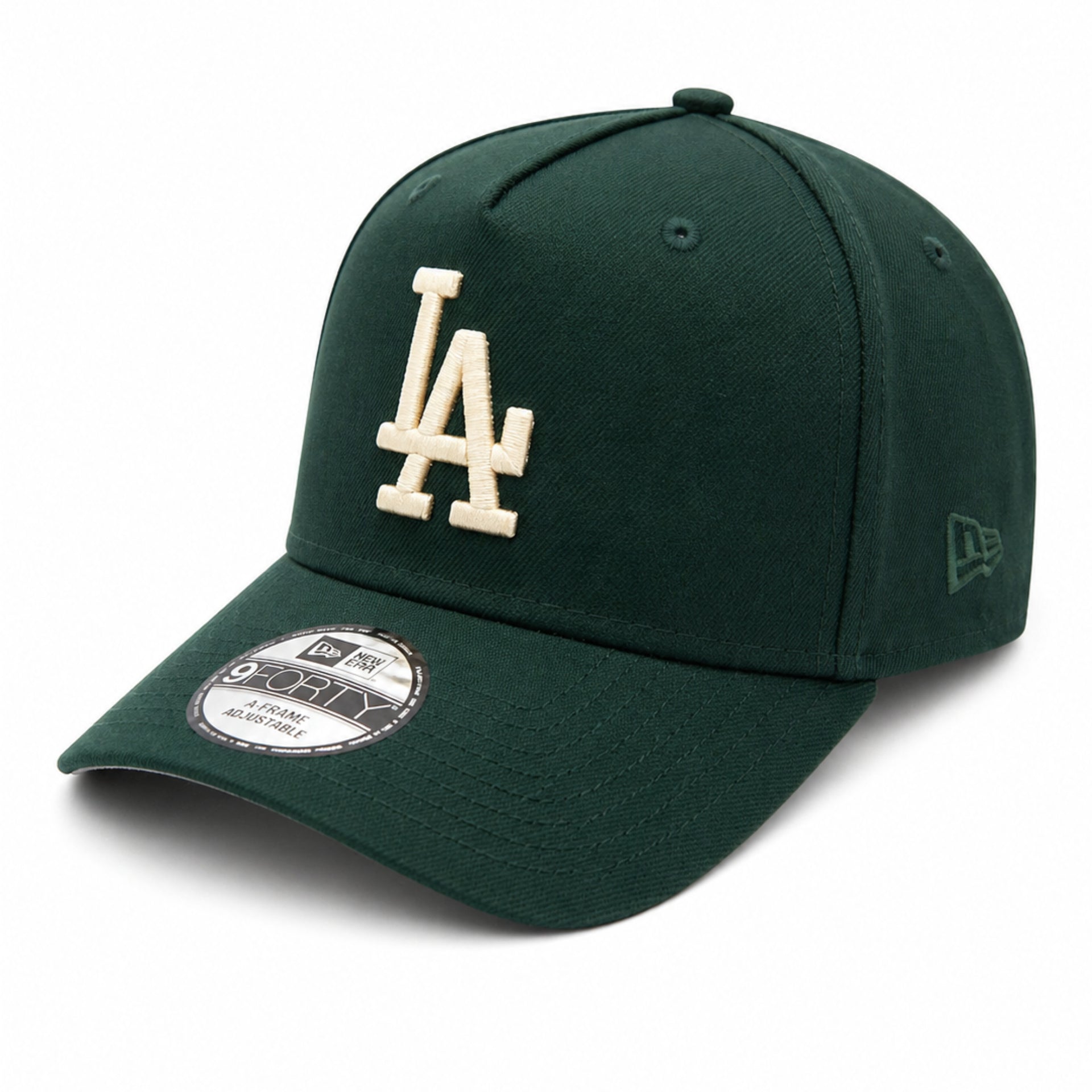 New Era Los Angeles Dodgers 9FORTY A-Frame Snapback Hat - Dark Green/Ivory front side view