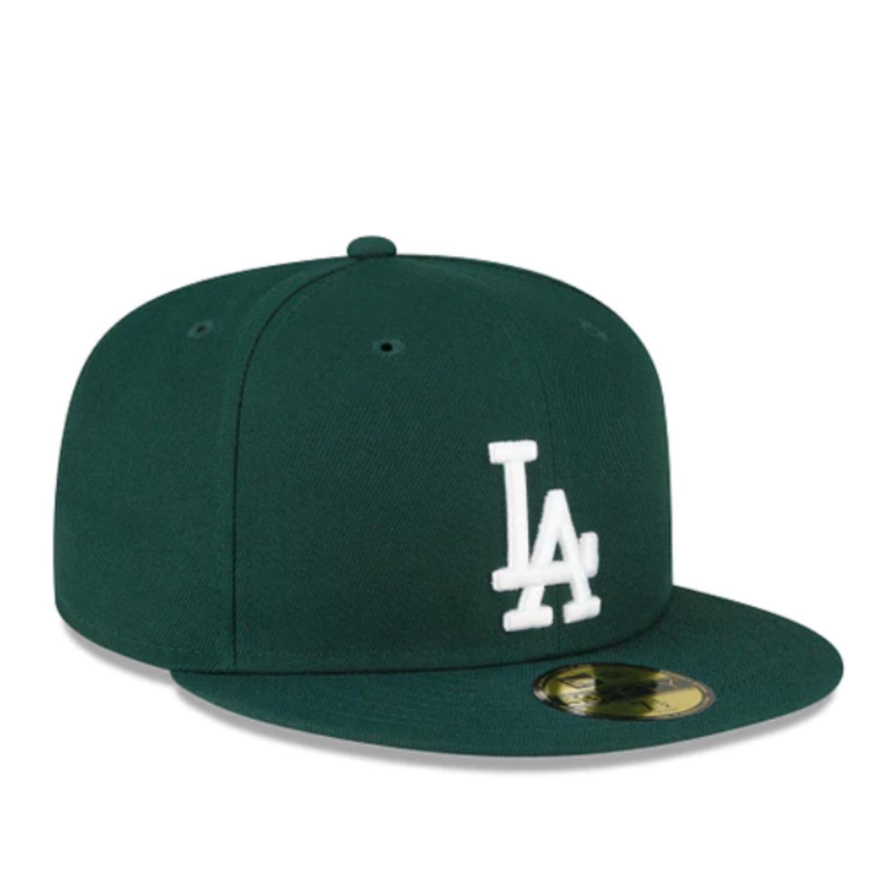 New Era Los Angeles Dodgers dark green white logo 59fifty fitted hat front view