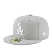 New Era Los Angeles Dodgers gray white 59fifty fitted hat front left view