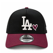 Los Angeles Dodgers Black/Burgundy Heart 9FORTY A-Frame Snapback front view
