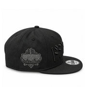 New Era Los Angeles Dodgers Japanese Black on Black 9FIFTY Snapback Hat - Pink Under Visor side view