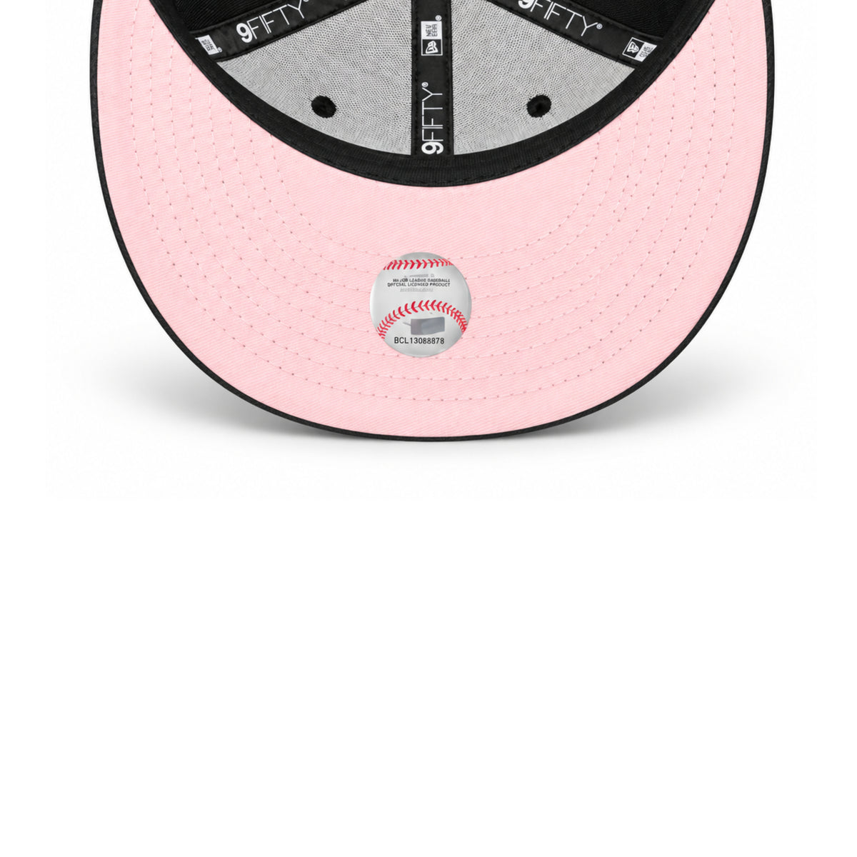 New Era Los Angeles Dodgers Japanese Black on Black 9FIFTY Snapback Hat - Pink Under Visor pink under visor view