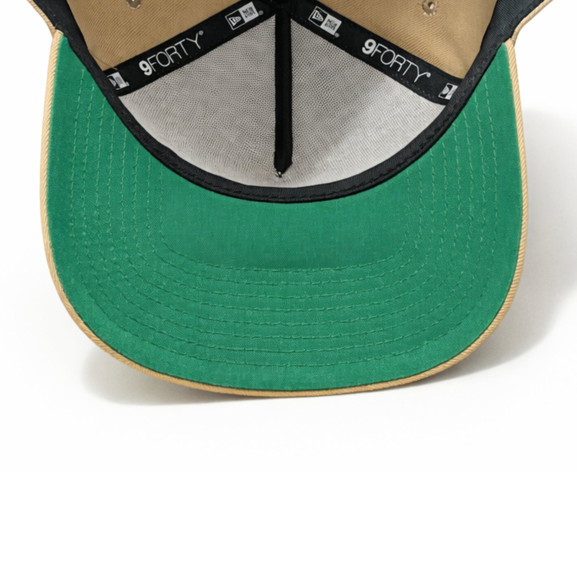 green bottom of New Era Los Angeles Dodgers Khaki 9FORTY A-Frame Snapback