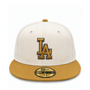 New Era Los Angeles Dodgers Light Beige/Bronze 59FIFTY Fitted Hat front view