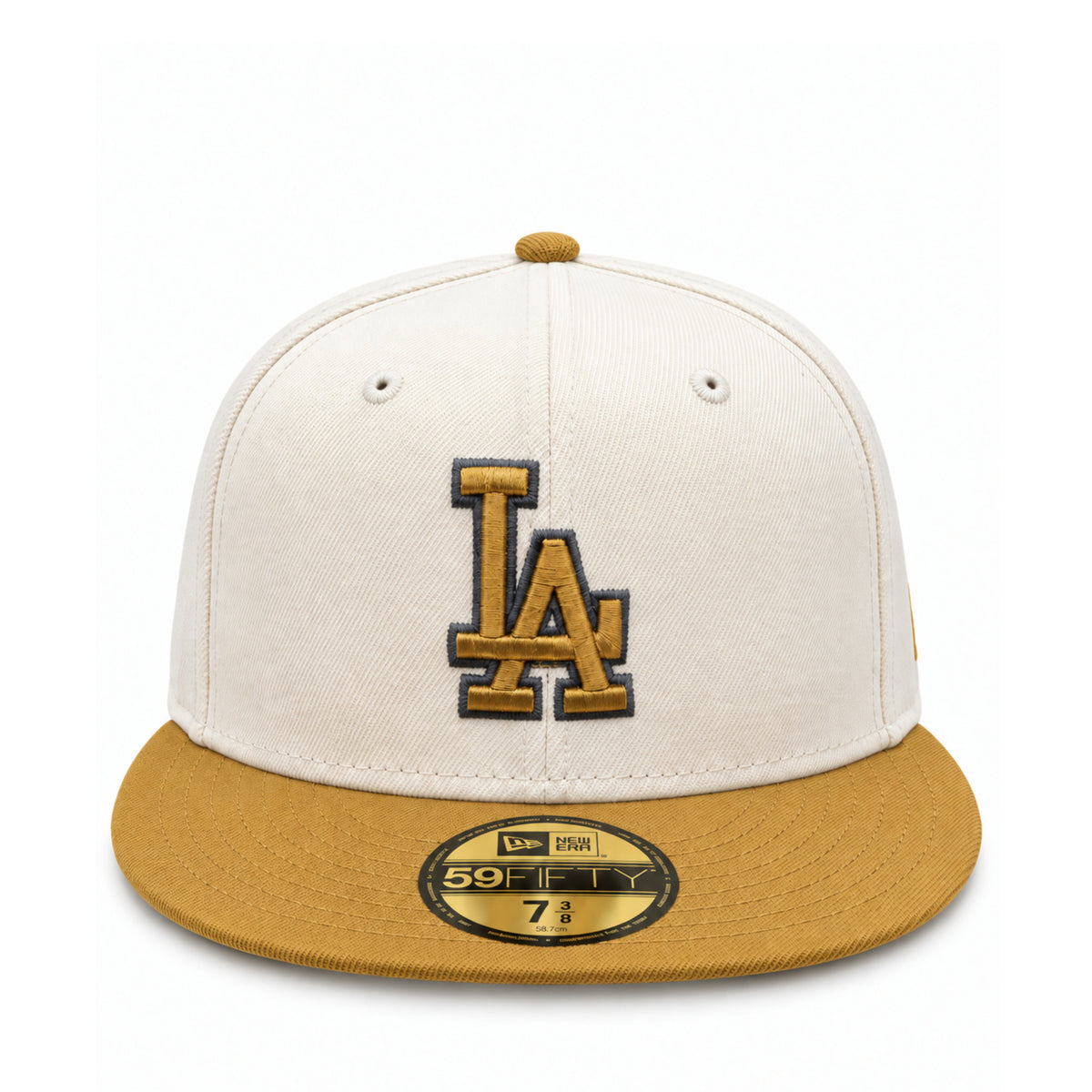 New Era Los Angeles Dodgers Light Beige/Bronze 59FIFTY Fitted Hat front view