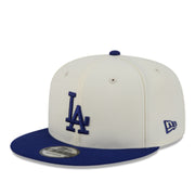 New Era Los Angeles Dodgers Localized 9FIFTY Snapback Hat Chrome Blue front left view