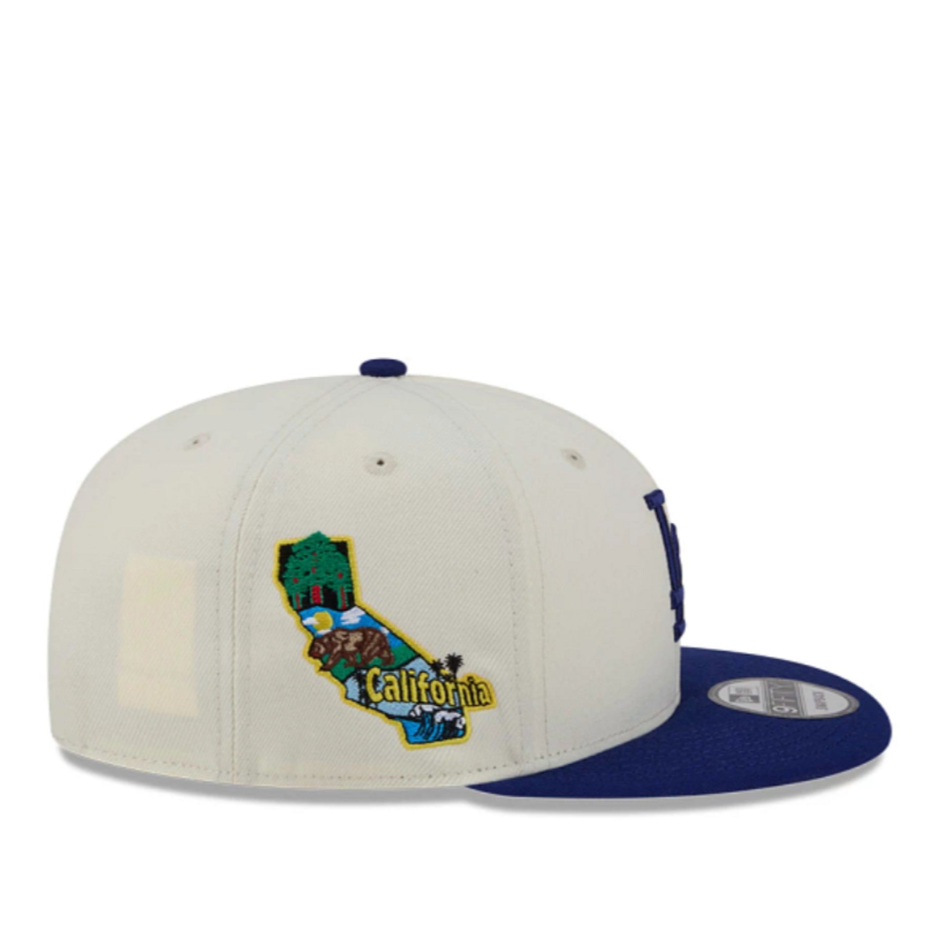 New Era Los Angeles Dodgers Localized 9FIFTY Snapback Hat Chrome Blue side patch view