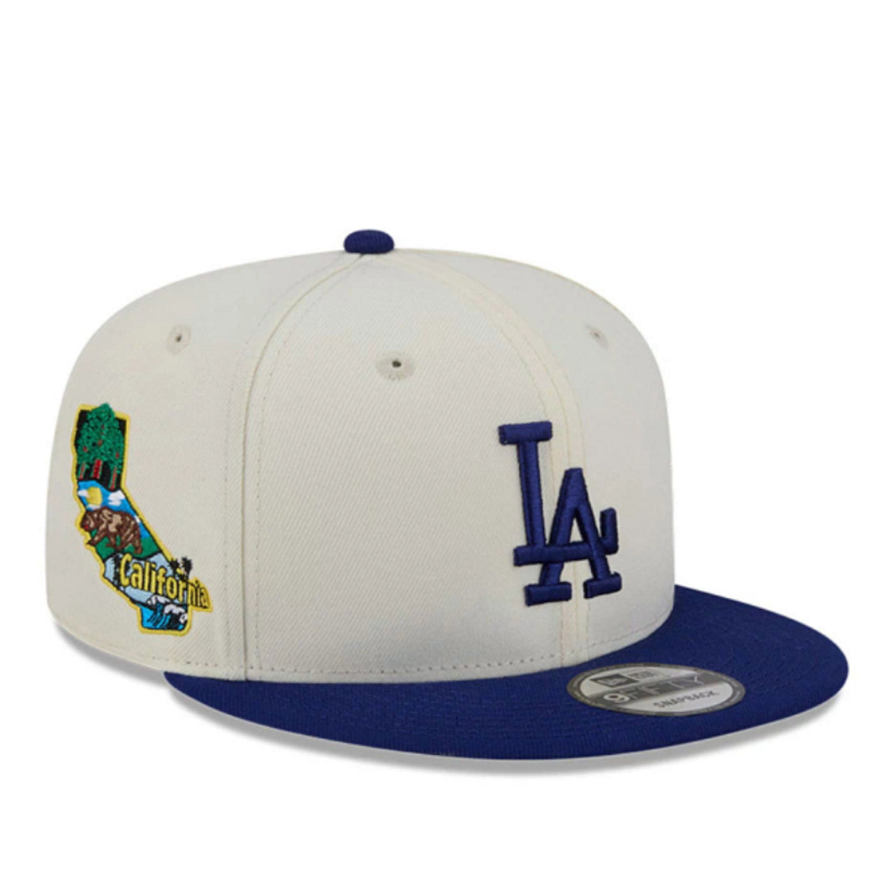 New Era Los Angeles Dodgers Localized 9FIFTY Snapback Hat Chrome Blue front right view